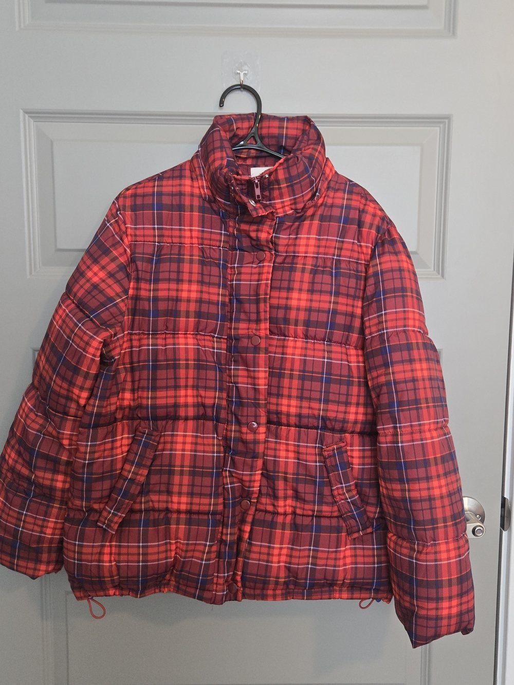 Urban Outfitters Red Plaid Puffer Jacket